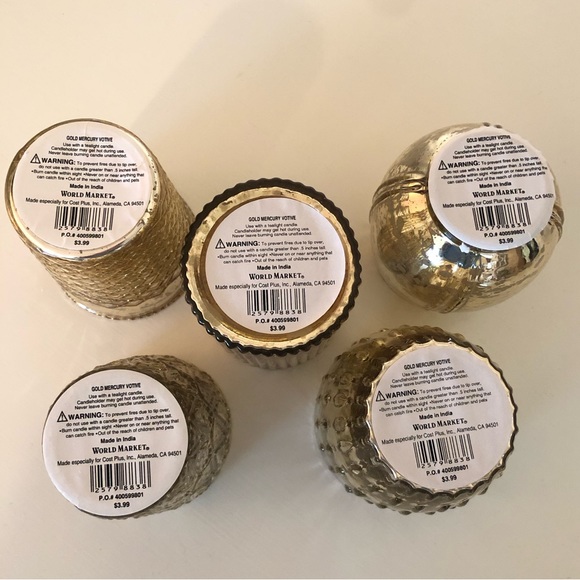 World Market Set of 10 (Two sets of 5) Gold Mercury Glass Votive Holders - Picture 11 of 12